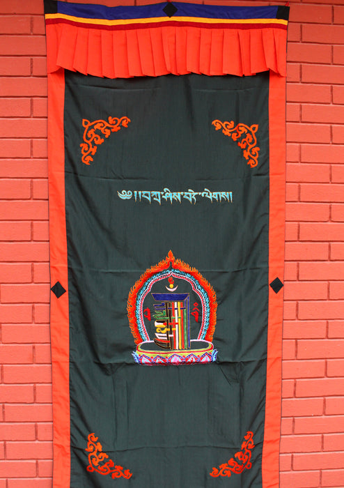 Heavy Embroidered Tibetan Kalachakra Door Curtain - nepacrafts