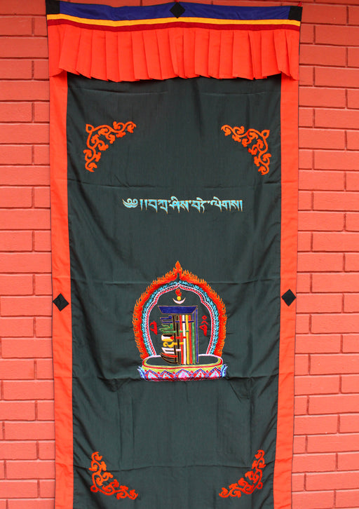 Heavy Embroidered Tibetan Kalachakra Door Curtain - nepacrafts