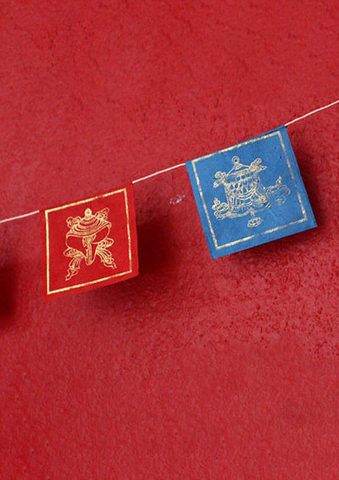 Lucky Symbols Lokta Paper Mini Prayer Flags