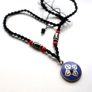 Lapis Inlaid White Metal Double Dorjee Pendant - nepacrafts
