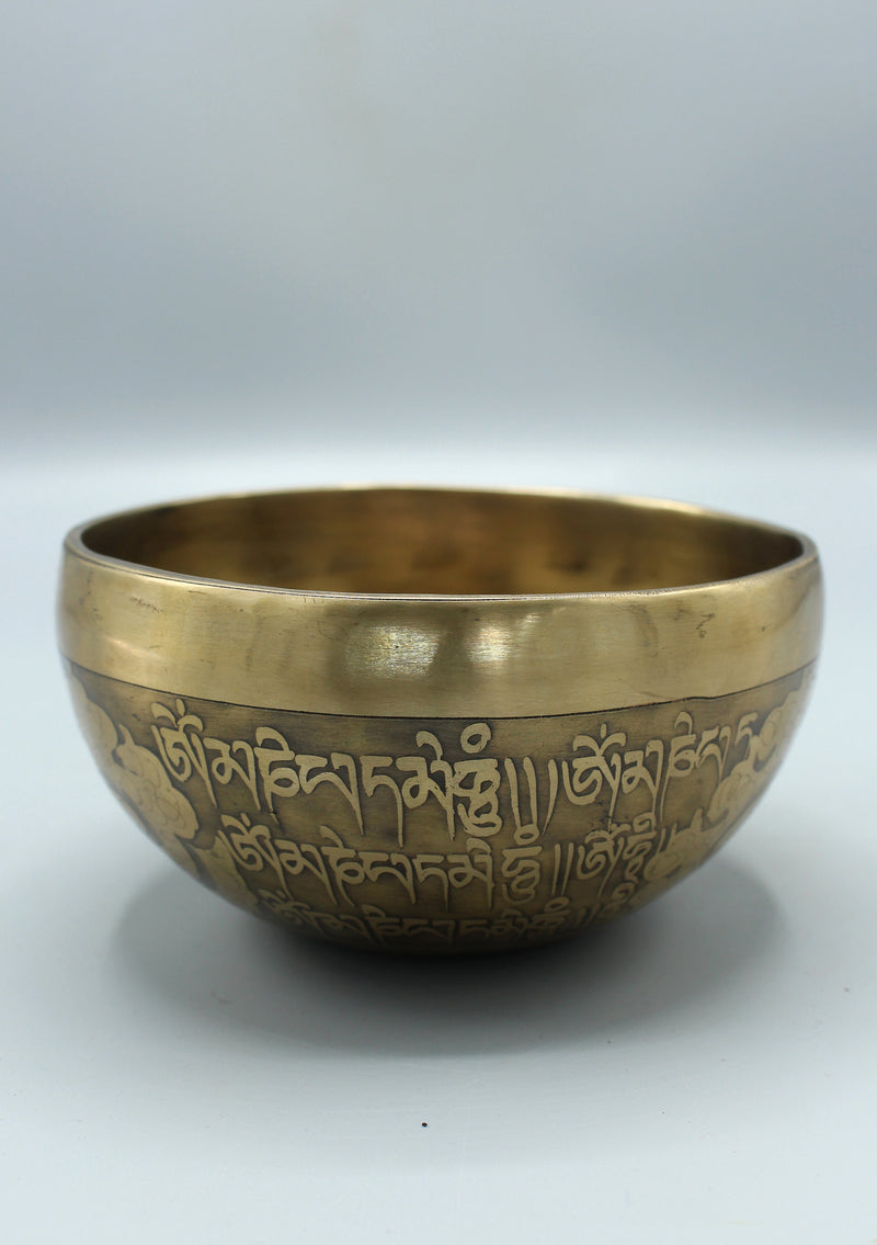 Hindu Om and Mantras Etching Tibetan Singing Bowl