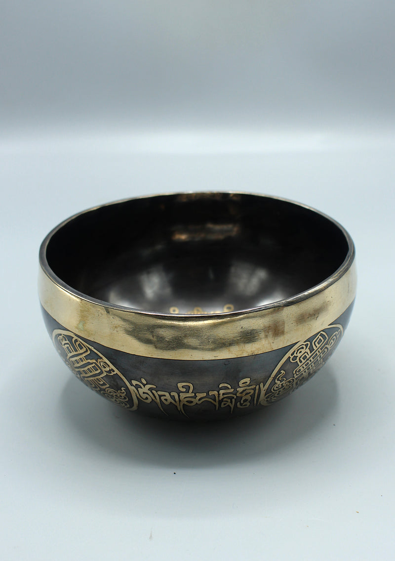 Oxidized Hindu Om and Endless Knot Singing Bowl