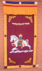 Tibetan Spun Silk Windhorse Door Curtain - nepacrafts