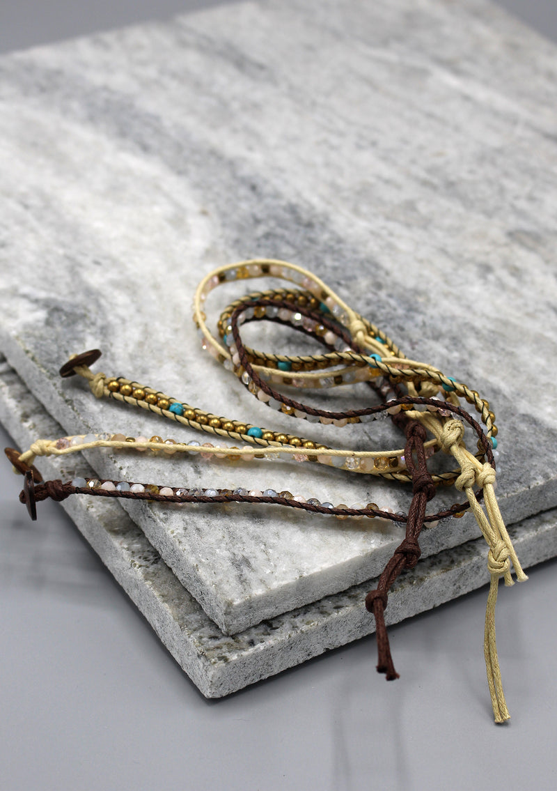 Two Wraps Glass Beaded Trendy Bracelet - nepacrafts