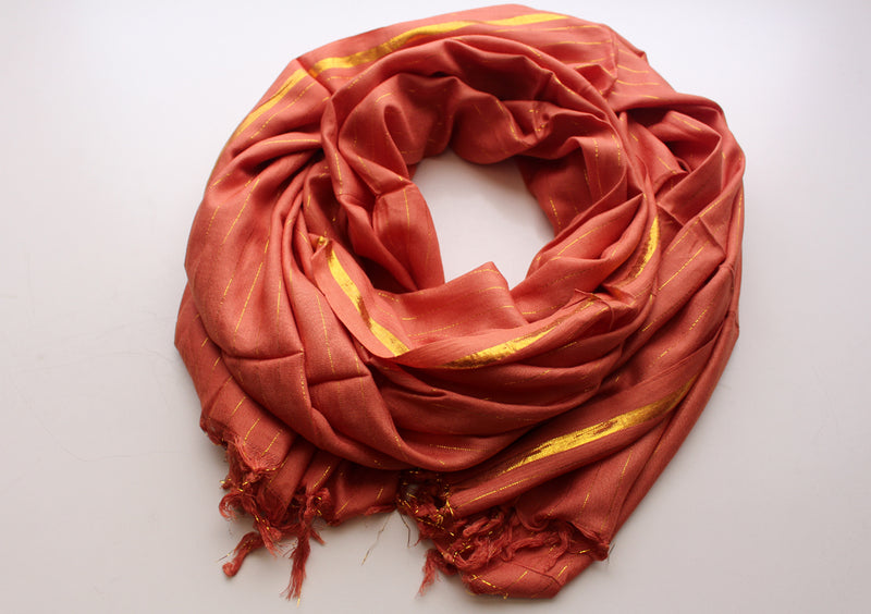 Orange Cotton Summer Scarf - nepacrafts