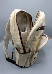 Himalayan Pure Hemp Backpack Leather Edging - nepacrafts