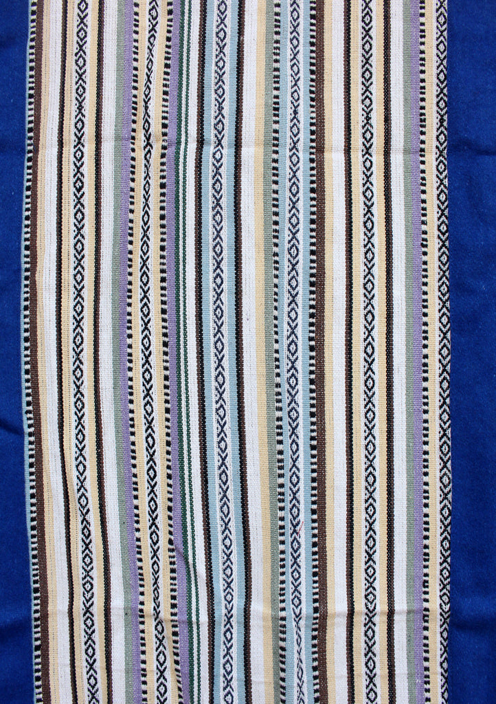 Bhutanese Woven Fabric with Blue Velvet Border Tibetan Door Curtain Cover - nepacrafts