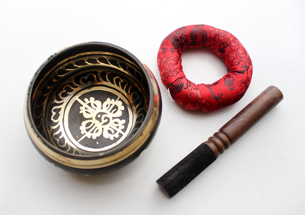 Brown Hand Painted Double Dorjee Singing Bowl - nepacrafts