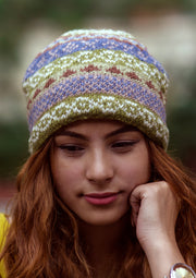 Olive Green Pure Woolen Sherpa Beanie Cap - nepacrafts