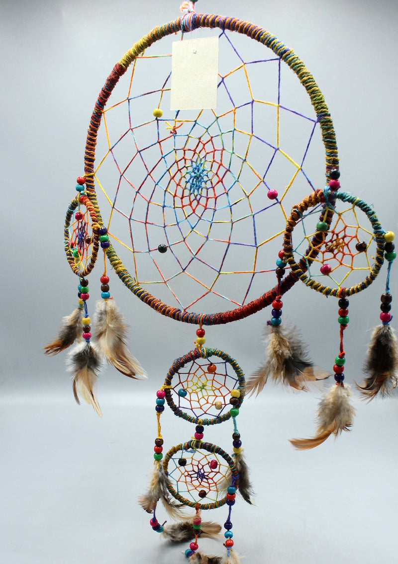 Large Size Multi Color Mandala Dream Catcher with Tiny Hoops