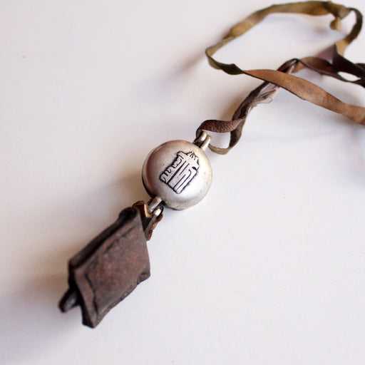 White Metal Double Dorjee Kalachakra Ghau Locket - nepacrafts