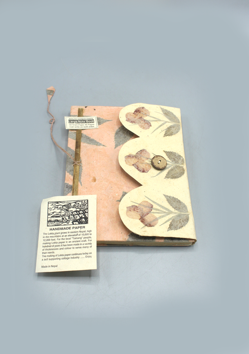 Cream and Purple Color Floral Lokta Paper Journal Book