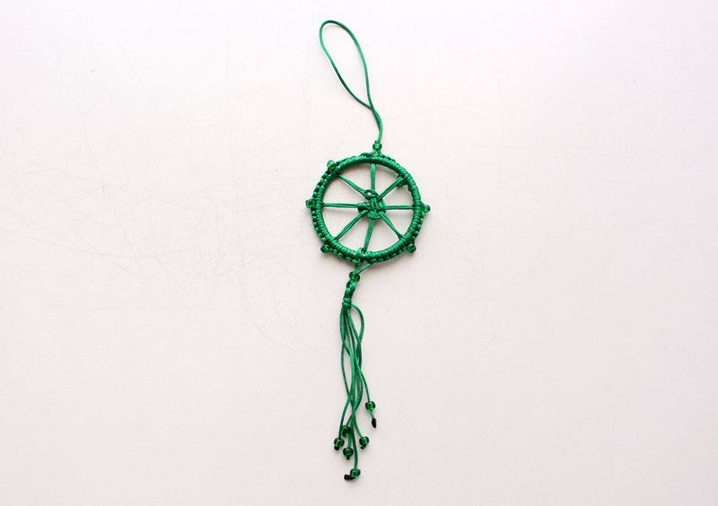 Small Dharmachakra Car Hanging Decorated with Glass Beads - nepacrafts