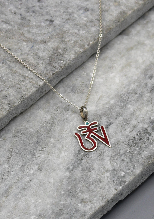 Tibetan Om Pendant, Sterling Silver - nepacrafts