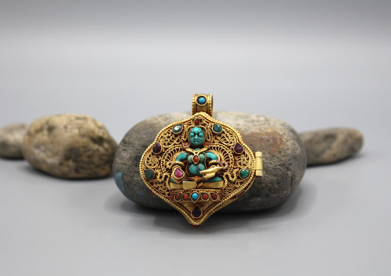 Zambala Gold Plated Sterling Silver Ghau Pendant - nepacrafts