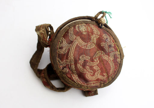 Om Mani Carved White Metal Shakyamuni Buddha Ghau Pendant in a Cotton Bag - nepacrafts