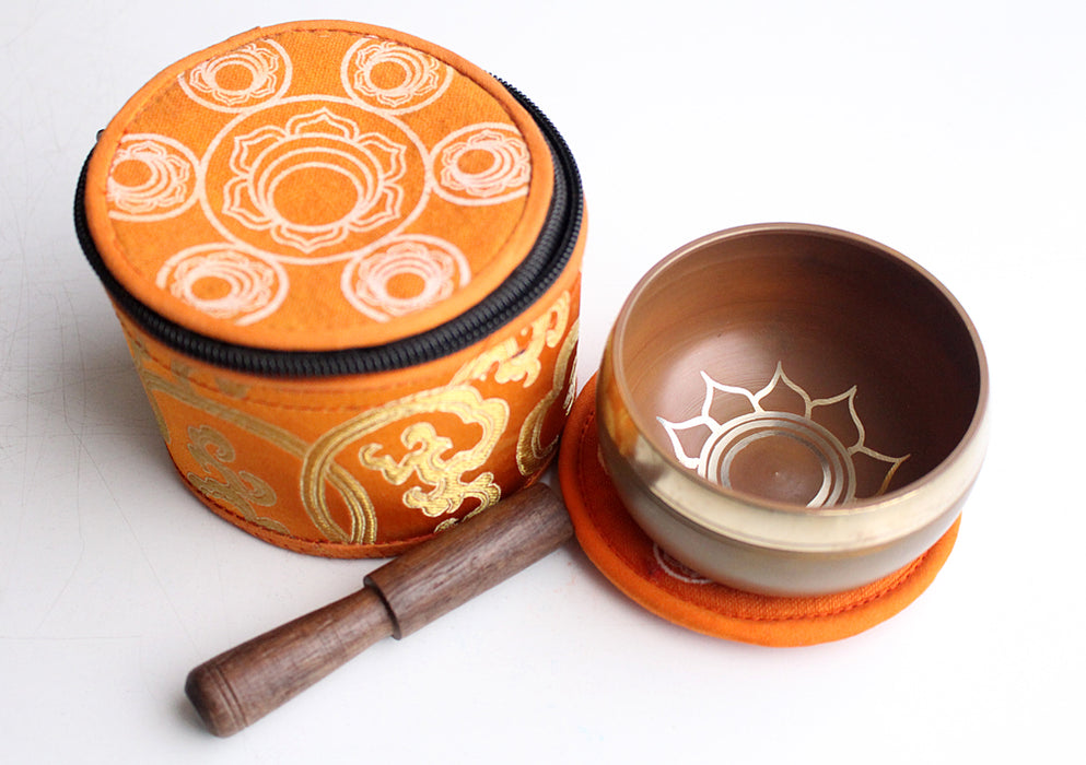 Kundalini Seven Chakra Singing Bowl Set with Silk Brocade Gift Box - nepacrafts
