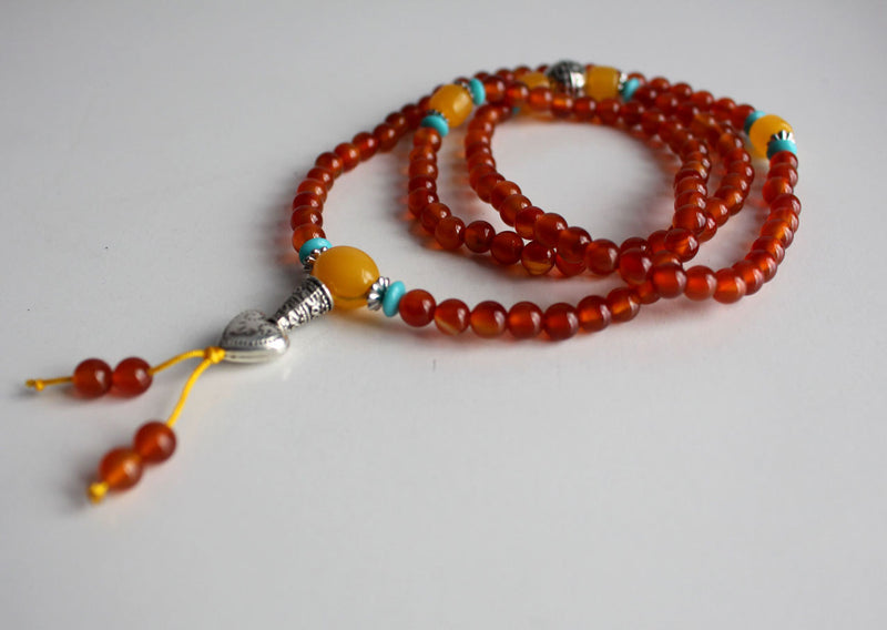 Carnelian Prayer Mala Adjustable Faux Beads