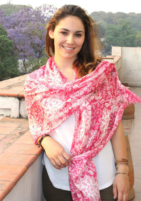 Flower Print Cotton Scarf Shawl- CLEARANCE SALE