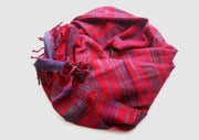 Blue Stripe Red Woolen Blanket Wrap - nepacrafts