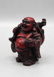 Laughing Buddha with Sack Maroon Resin Statue - nepacrafts