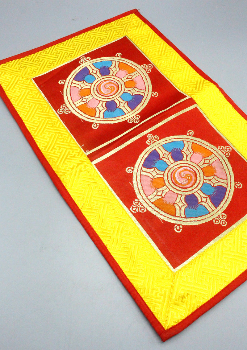Wheel of Life Dharmachakra Brocade Fabric Altar Cloth