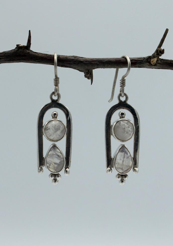Sterling Silver Moon Stone Earring