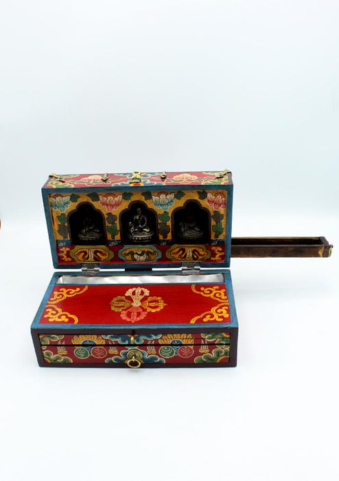 Handcrafted Wooden Buddhist Ritual Tibetan Altar Portable Shrine Box