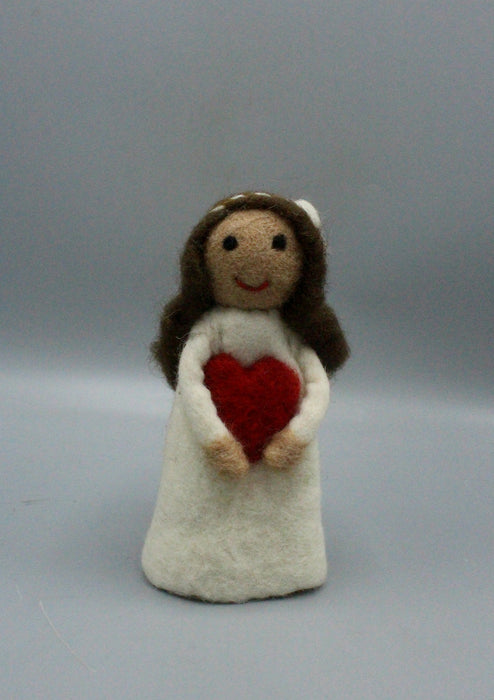 Easter Girl with Heart White Felt Puppet