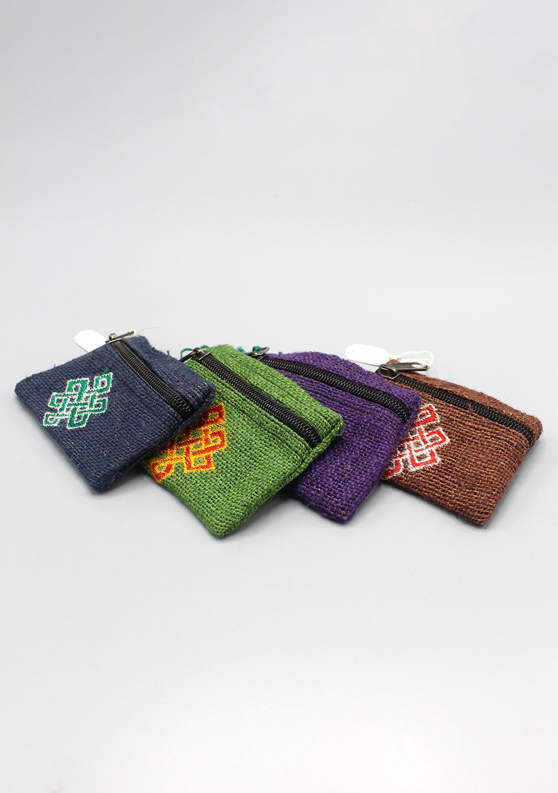 Endless Knot Embroidered Hemp Coin Purse