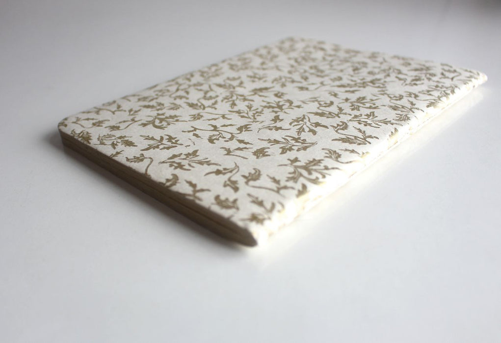 Golden Leaf Printed Lokta Paper Journal - nepacrafts