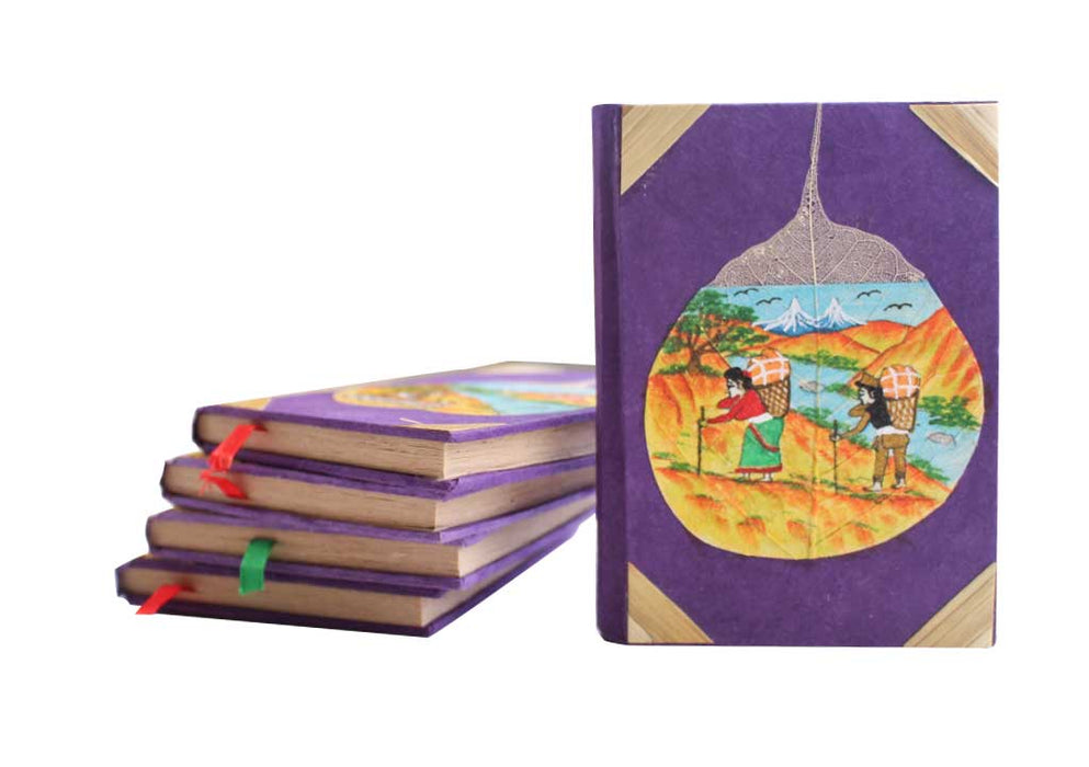 Porters Life in the Himalayas Painted Lokta Paper Journal - nepacrafts