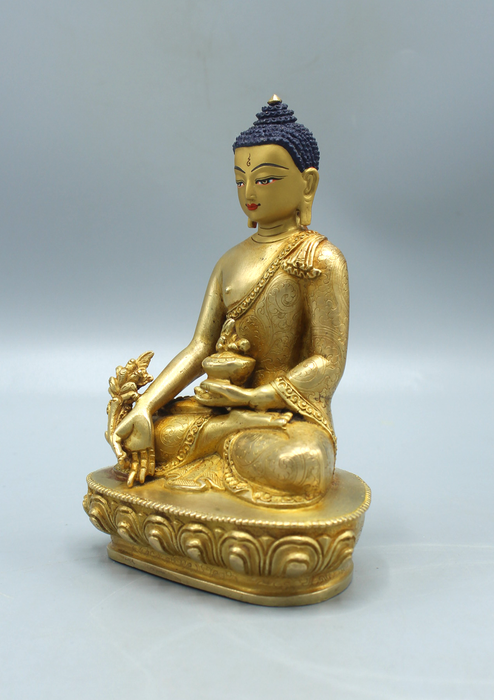 Gold Plated  High Quality Medicine Buddha Statue 5.5" H