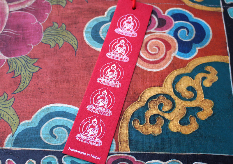 Shakyamuni Buddha Lokta Paper Bookmark with Charm Tassel - nepacrafts