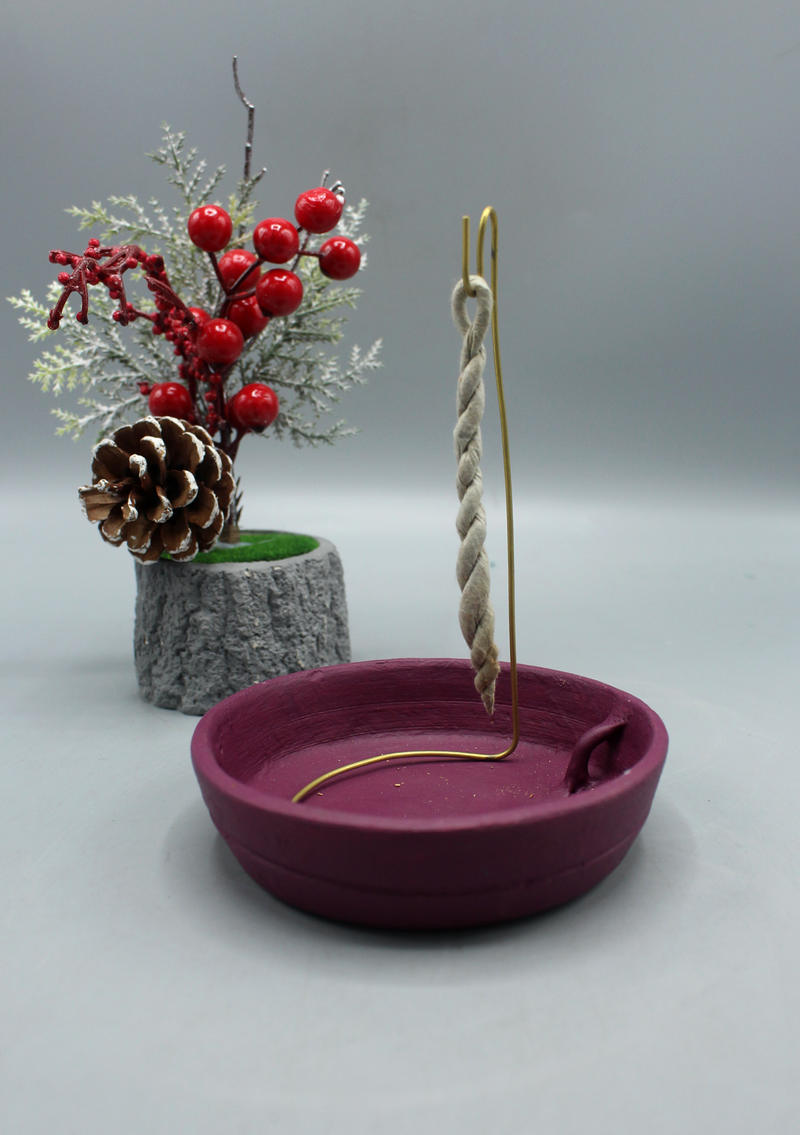 Ceramic Rope Incense Burner Purple