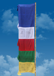 Large Vertical Double Print Tibetan Deities and Windhorse Prayer Flags - nepacrafts