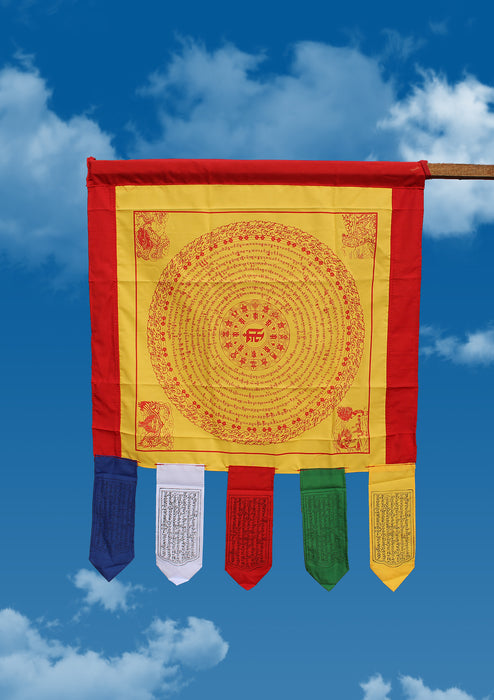 Yellow Color Namgyalma Powerful Mantra Printed Cotton Prayer Flags