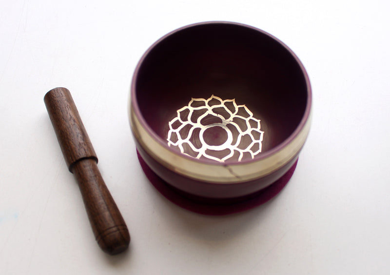 Crown Painted Singing Bowl with Cushion and Stupa Stick in a Gift Box - nepacrafts