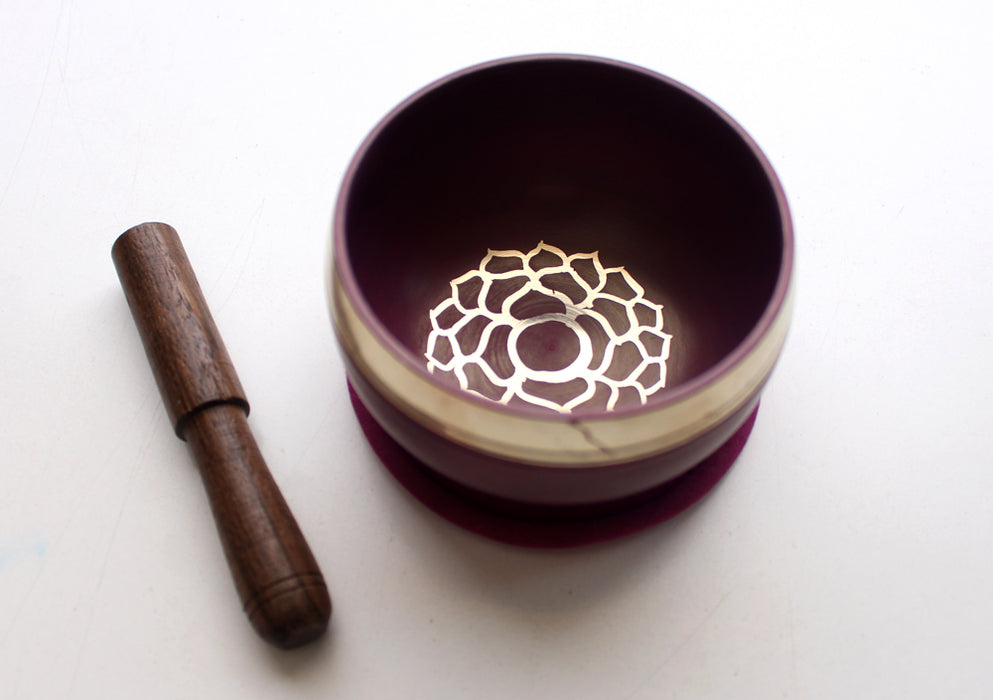 Crown Painted Singing Bowl with Cushion and Stupa Stick in a Gift Box - nepacrafts