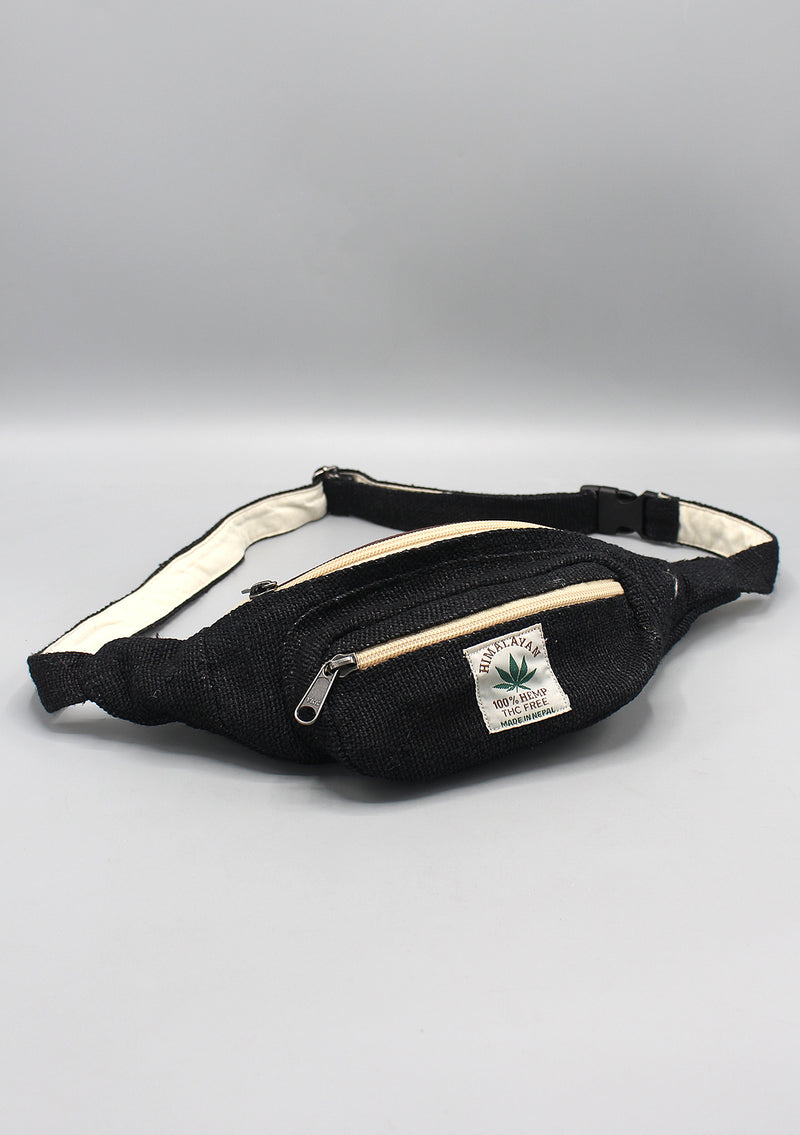 Black Hemp Fanny Pack, Hemp Waist Utility Belt, Hemp money bag