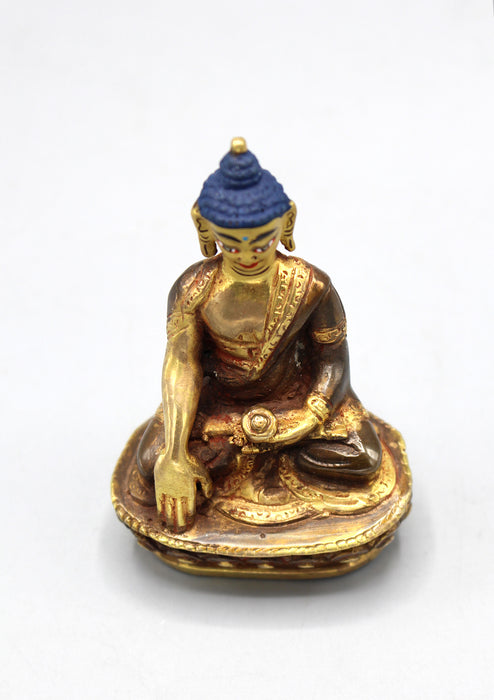Partly Gold Plated Amoghasiddhi Buddha Statue 3"
