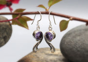 Amethyst Inlaid Sterling Silver Earrings - nepacrafts