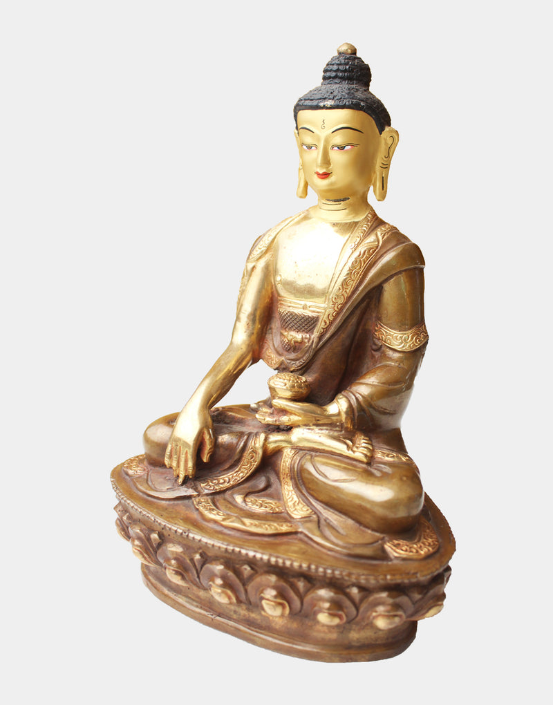 Gold Plated Gautam Buddha Statue, Nepal- 8 Inch High