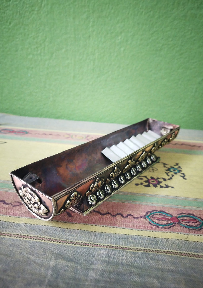 Copper Astamangal Potala Metal Incense Burner Box