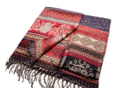 Purple Border Rose and Sun Printed Woolen Shawl - nepacrafts