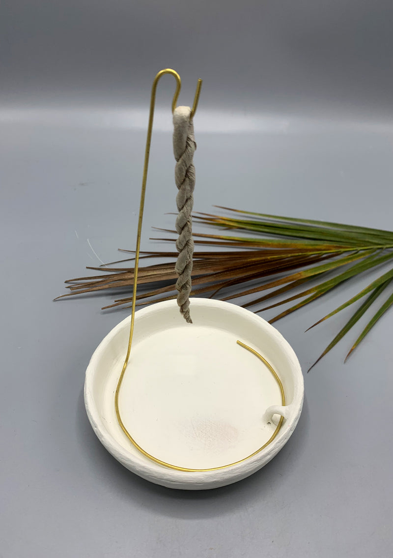 Ceramic Rope Incense Burner White