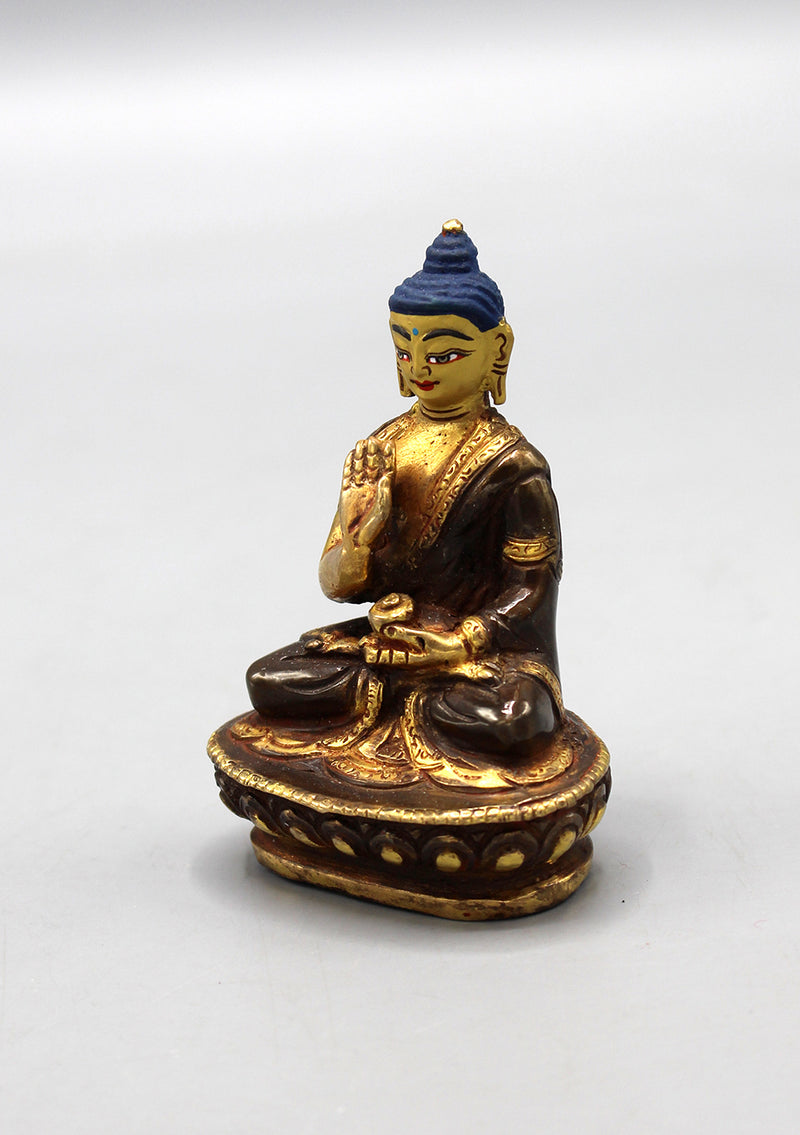 Partly Gold Plated Amoghasiddhi Buddha Statue 3"