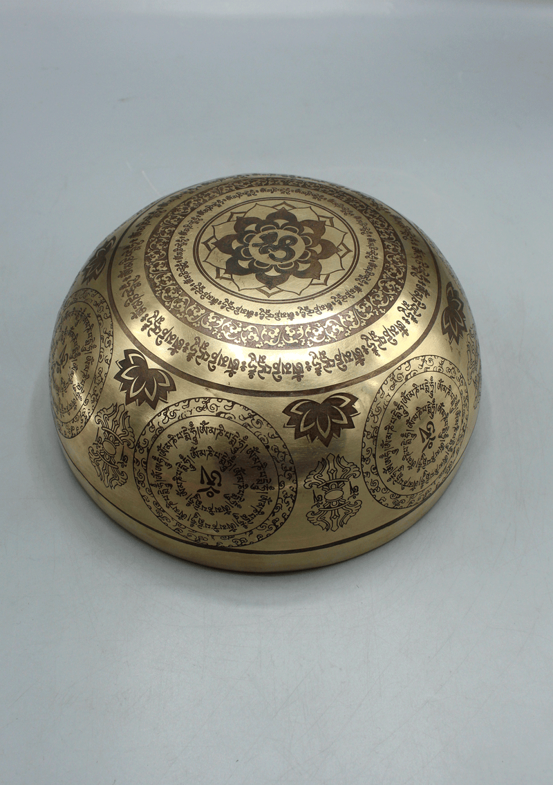 Handmade Yin Yang Tree of Life Etched Gulpa Singing Bowl with Mandala