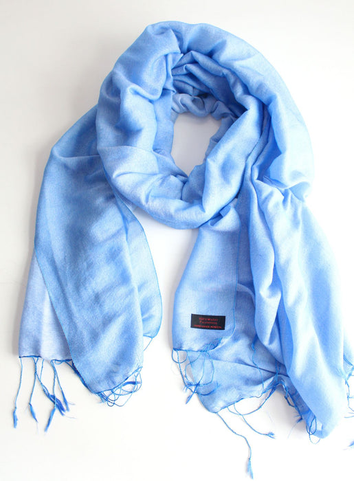 Silky Delicate Two Toned Water Pashmina Shawl-Lapis Blue
