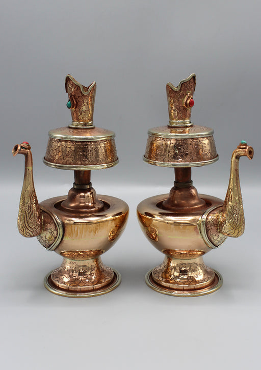 Tibetan Buddhist Ritual Copper Vase Bhumpa Set - nepacrafts